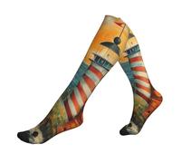 The Seaside Lighthouse Print Compression Running Socks For Men And Women Athletic Socks For Everyday Use Socks