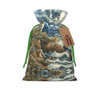 The Seaside Lighthouse Print Drawstring Pouch For Gifts,Reusable Adorable Gift Bags,Perfect For Jewelry And More