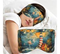 The Seaside Lighthouse Print Full Coverage Sleep Mask,Eye Mask Portable for Travel Office Nap Shift Work