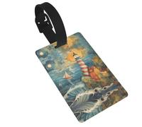 The Seaside Lighthouse Print Interesting Luggage Tags Travel Luggage Tags for Men and Women for Luggage Identification