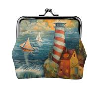 The Seaside Lighthouse Print Lightweight Women Coin Purse Exquisite Waterproof Small Pouch for Coins Cards