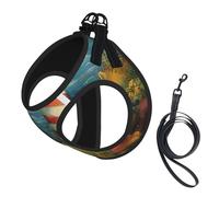 The Seaside Lighthouse Print Pet Leash Vest Reflective Adjustable Soft Mesh Vest Breathable For Daily Walks