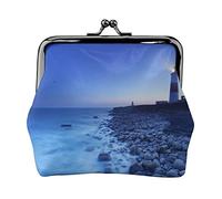 The Seaside Lighthouse Print Small Coin Purse Kiss-Lock Leather Pouch Change Wallet Gifts for Men Women