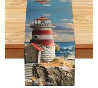 The Seaside Lighthouse Print Table Runner Valentines Table Runner For Family Dinners Holiday Parties Wedding Decor