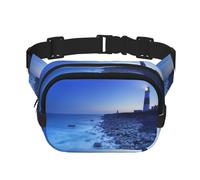 The Seaside Lighthouse Print Unisex Square Double Layer Waist Bag Crossbody Fanny Pack Travel Workout Accessory, Black, One Size, Black, One Size