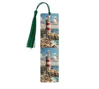 The Seaside Lighthouse Print Wooden Bookmarks with Tassels, Wood Book Markers for Book Lovers, Teachers & Present