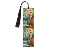 The Seaside Lighthouse Print Wooden Bookmarks with Tassels, Wood Book Markers for Book Lovers, Teachers & Present
