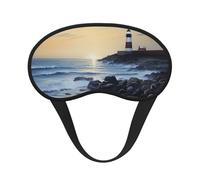 The Seaside Lighthouse Sleep Mask for Side Sleeper Soft Breathable Sleeping Eye Mask Blackout Silk Eye Sleep Shade Cover with Elastic Strap Night Blindfold for Women Men Travel Nap