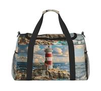 The Seaside Lighthouse Travel Duffel Bag Large Foldable Waterproof Overnight Bag Beach Swim Bags Pool Sports Gym