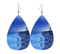 The Seaside Lighthouse Women'S Drop-Shaped Leather Earrings Are Suitable For Parties, Holiday Parties And Gifts.