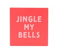 The Seasonal Gift Co - Jingle My Bells' Red/Pink Square Ceramic Coaster - 10cm x 10cm - Whimsical Christmas Gifting & Homeware Present for Tea, Coffee & Holiday Festive Drinking - Xmas Homeware.