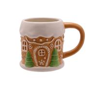 The Seasonal Gift Co - Santa & Friends - Gingerbread House Light Brown Mug - Whimsical Christmas Gifting & Homeware Present for Tea, Coffee & Holiday Festive Drinking.