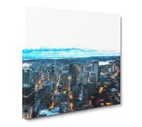 The Seattle Washington Skyline Canvas Print | Gallery Wrapped 30mm Frame Wall Art | 14x14 inches | Ready to Hang | Modern Cityscape Picture | Living Room Bedroom Lounge Office