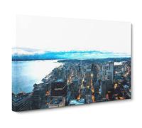 The Seattle Washington Skyline Canvas Print | Gallery Wrapped 30mm Frame Wall Art | 24x16 inches | Ready to Hang | Modern Cityscape Picture | Living Room Bedroom Lounge Office