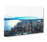 The Seattle Washington Skyline Canvas Print | Gallery Wrapped 30mm Frame Wall Art | 30x20 inches | Ready to Hang | Modern Cityscape Picture | Living Room Bedroom Lounge Office