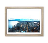 The Seattle Washington Skyline Painting Modern Art Framed Print | A2 Oak Framed Wall Art | Ready to Hang | Modern Cityscape Picture | Living Room Bedroom Lounge Office