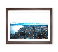 The Seattle Washington Skyline Painting Modern Art Framed Print | A3 Walnut Framed Wall Art | Ready to Hang | Modern Cityscape Picture | Living Room Bedroom Lounge Office