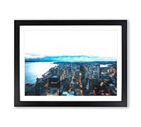 The Seattle Washington Skyline Painting Modern Art Framed Wall Art Print, Ready to Hang Picture for Living Room Bedroom Home Office Décor, Black A4 (34 x 25 cm)