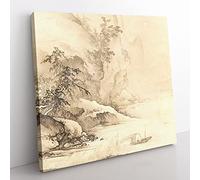 The Second Ode on the Red Cliff by Hashimoto Gaho Asian Japanese Canvas Wall Art Print Ready to Hang, Framed Picture for Living Room Bedroom Home Office Décor, 35x35 cm (14x14 Inch)