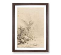 The Second Ode on The Red Cliff by Hashimoto Gaho Framed Print | A2 Walnut Framed Wall Art | Ready to Hang | Modern Landscape Picture | Living Room Bedroom Lounge Office