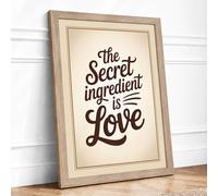 The Secret Ingredient Vintage Framed Wall Art Print A2 (59.4×42cm) Oak, Wall Decor for Living Room, Bedroom, Office & Home, Ready to Hang, Art Gift