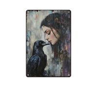 The Secret Language Of Witches And Ravens Poster Signs,Man Cave Tinplate Metal Sign Hanging Wall Plaque Kitchen Shed Garage,8 * 12 inch