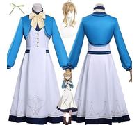 The Secret of Silent Witch Moncia Everett Cosplay Costume Outfit Role Play Uniform Complete Set Halloween Party Carnival Dress Up Suit with Wig for Women (Blue, S)