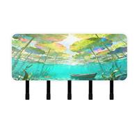 The Secret Realm Under The Water Lily Leaves Wall Key Holder with Mail Organizer & 5 Self-Adhesive Hanging Key Organizer for Wall Decor Living Room Doorway