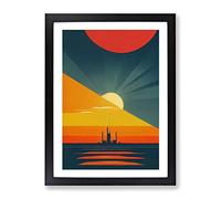 The Seductive Sunset Abstract Framed Print | A2 Black Framed Wall Art | Ready to Hang | Abstract Landscape Picture | Living Room Bedroom Lounge Office