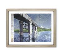 The Seine And The Railroad Bridge By Gustave Caillebotte Classic Painting Framed Print | A2 Oak Framed Wall Art | Ready to Hang | Classic Cityscape Picture | Living Room Bedroom Lounge Office