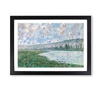 The Seine at Vetheuil by Claude Monet Framed Print | A2 Black Framed Wall Art | Ready to Hang | Modern Historical Picture | Living Room Bedroom Lounge Office