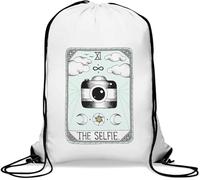 The Selfie 11 Photo Camera Tarot Card Gym Sack Casual Drawstring Bag White