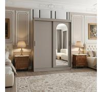 The Selfie 150 Sliding Mirror Wardrobe 2 Door System With Profiles Large Storage Capacity Hanging Rail Cashmere With Drawers