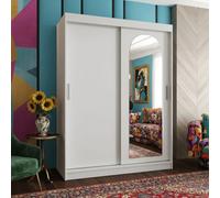 The Selfie 150 Sliding Mirror Wardrobe 2 Door System With Profiles Large Storage Capacity Hanging Rail White