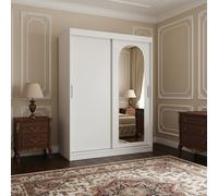 The Selfie 150 Sliding Mirror Wardrobe 2 Door System With Profiles Large Storage Capacity Hanging Rail White With Drawers