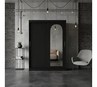 The Selfie 150 Sliding Mirror Wardrobe 2 Door System With Profiles Large Storage Capacity Hanging Rail Black