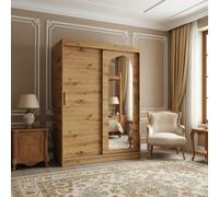 The Selfie 150 Sliding Mirror Wardrobe 2 Door System With Profiles Large Storage Capacity Hanging Rail Artisan Oak With Drawers