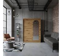 The Selfie 150 Sliding Mirror Wardrobe 2 Door System With Profiles Large Storage Capacity Hanging Rail Artisan Oak