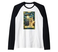The Selfie Cat Tarot Card UFO Alien Sci Fi Parody Invasion Raglan Baseball Tee