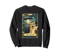 The Selfie Cat Tarot Card UFO Alien Sci Fi Parody Invasion Sweatshirt