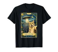 The Selfie Cat Tarot Card UFO Alien Sci Fi Parody Invasion T-Shirt