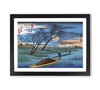 The Senba Station By Utagawa Hiroshige Asian Japanese Framed Print | A2 Black Framed Wall Art | Ready to Hang | Asian Nature Picture | Living Room Bedroom Lounge Office