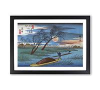 The Senba Station by Utagawa Hiroshige Framed Print | A2 Black Framed Wall Art | Ready to Hang | Asian Nature Picture | Living Room Bedroom Lounge Office