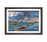 The Senba Station by Utagawa Hiroshige Framed Print | A2 Walnut Framed Wall Art | Ready to Hang | Asian Nature Picture | Living Room Bedroom Lounge Office
