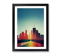 The Sensational City Skyline Abstract Framed Print | A2 Black Framed Wall Art | Ready to Hang | Abstract Cityscape Picture | Living Room Bedroom Lounge Office
