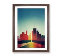 The Sensational City Skyline Abstract Framed Print | A2 Walnut Framed Wall Art | Ready to Hang | Abstract Cityscape Picture | Living Room Bedroom Lounge Office
