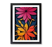 The Sensational Flowers Abstract Framed Print | A2 Black Framed Wall Art | Ready to Hang | Abstract Floral Picture | Living Room Bedroom Lounge Office
