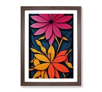 The Sensational Flowers Abstract Framed Print | A4 Walnut Framed Wall Art | Ready to Hang | Abstract Floral Picture | Living Room Bedroom Lounge Office