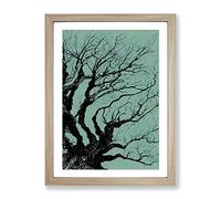 The Sensational Tree Framed Print | A2 Oak Framed Wall Art | Ready to Hang | Modern Floral Picture | Living Room Bedroom Lounge Office