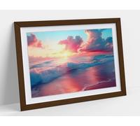 The serene beauty of a sunrise focusing on the soft Stunning Framed Wall Art Print Picture - A1 - Walnut Frame
